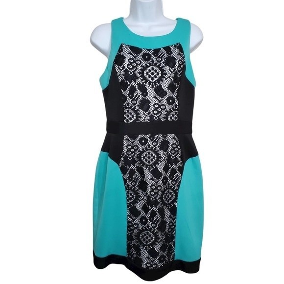 Betsy Johnson Blue and Black Lace Dress - Picture 1 of 6